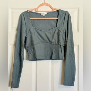 NEW Iris Long Sleeve Square Neck Crop Top size large